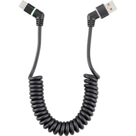 Online Store Câble USB USB 2.0 USB-A mâle, USB-C® mâle 1.50 m noir Contacts enfichables orientables à 360°, câble spiralé RF-6713690 Y386133 (1/4)