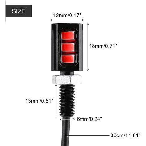 Set mit 2 universellen roten 12V-LED-Leuchten für Motorrad-/Autokennzeichen, beleuchtete Schraube/Bolzen (1/5)