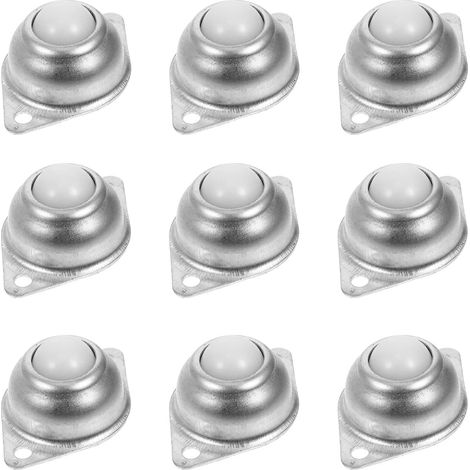 Roulette à Billes 16mm en Nylon, Entraxe 38mm, Fer Zingué Pack de 10 Pièces, Trous de Fixation Prépercés, Argenté, pour Rayonnages et Équipements (1/5)