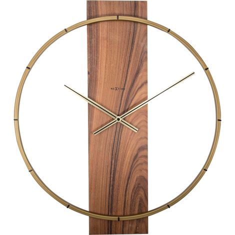 Grande horloge murale silencieuse en bois et acier marron 58,5 x 50,5 cm - PANGIVO (1/5)
