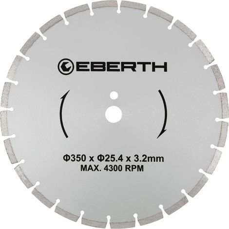 EBERTH Trennscheibe Diamanttrennscheibe für Stein, Beton, Fliesen und Feinsteinzeug, Diamantscheibe mit 350mm Durchmesser, 25,4mm Bohrung 3,2mm Stärke, Diamant Trennscheibe f. Granit, Keramik, Marmor