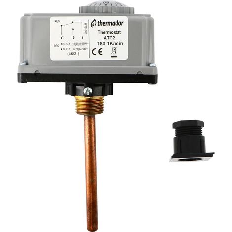 Thermador – Aquastat à plongeur 100mm – Plage de réglage 0-90°C – Raccord 1/2" pour bulbe plongeur – Indice de protection IP40 (1/4)