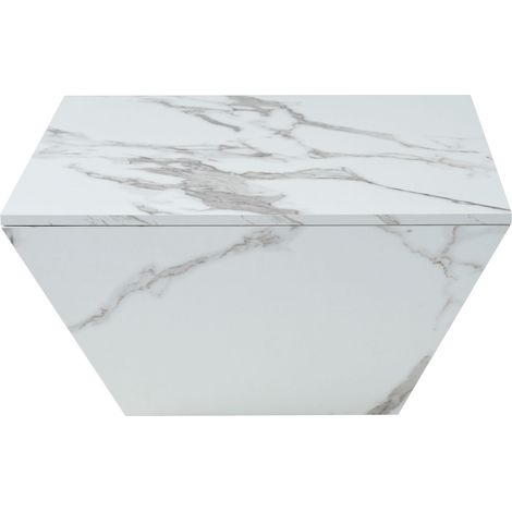 Table basse moderne trapézoïdale avec placage marbre blanc 70x70x37 cm (1/5)