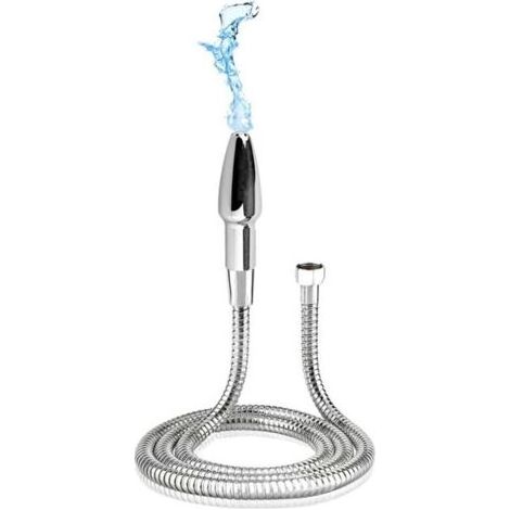 Ducha de enema de aluminio, ducha de limpieza metálica para el sistema colónico y tubo de 59 pulgadas (plateado) (1/5)