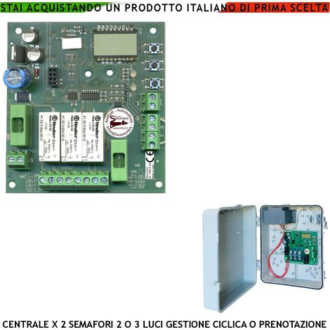 Centrale 230 V 50 Hz Gestione 2 Semafori a 2/3 Luci Alimentazione Periferiche 24 V Funzioni Ciclica o Prenotazione 2 Ingressi Sensori Tempi da 3 a 240" Impianto Semaforico Rampa Garage Condominio (1/4)