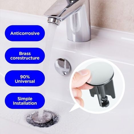 Set mit 2 verstellbaren 40-mm-Universal-Spülbeckenstöpseln aus Kunststoff und Messing – Optimale Abdichtung, rostfrei, für Küche und Bad (1/3)