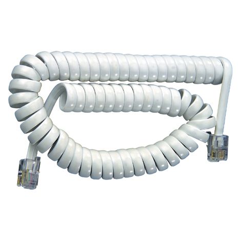 Cable espiral con 2 machos 4p4c 2,1 mts. extendido blanco