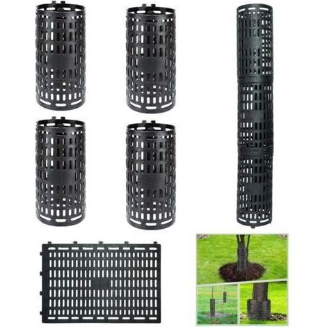 FENOPLASTICAProtection de tronc d'arbre - Raccord ajustable, convient aux jardins, bois, etc. - Lot de 10, noir, 38,1 x 25,4 cm (1/4)