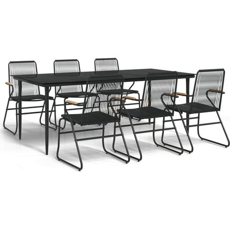Maison Exclusive - 7-tlg. Garten-Essgruppe Schwarz PVC-Rattan (1/5)