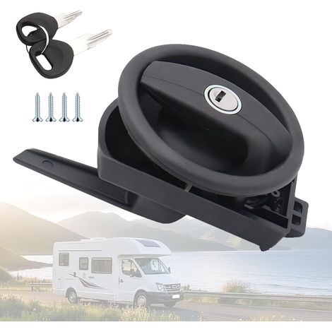 Cerradura redonda para puerta de autocaravana, con doble llave, no requiere taladrar. (1/5)
