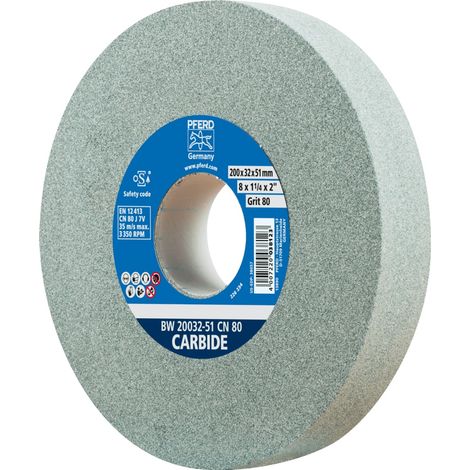 PFERD TOOLS Schleifbockscheibe Ø 200x32 mm Bohrung-Ø 51 mm SiC80 für harte Materialien z.B. Hartmetall (1/4)