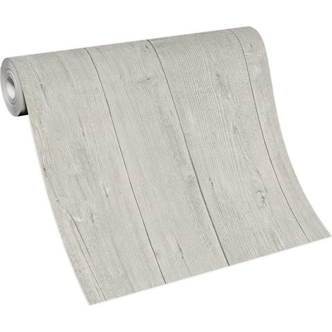 Papier peint original gris imitation bois Tapisserie trompe l'oeil effet bois Papier peint moderne uni gris pour couloir (1/5)