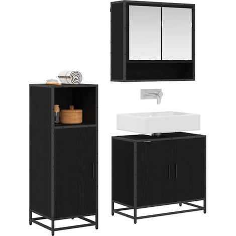 Maison Exclusive - Badezimmermöbel-Set 3 pcs Schwarz Eichen-Optik