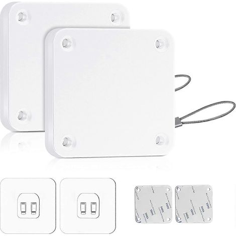 Ferme-porte automatique avec capteurs, sans perçage, à cordon, ferme automatiquement la plupart des portes (blanc 800 g) (1/5)