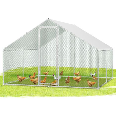 TolleTour Hühnerstall Hühnerhaus Dach Geflügelstall Kleintier Ställe Freilaufgehege mit abschließbare Tür,  3 x 3 x 2 m