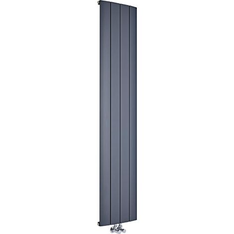 Milano Skye Anthracite Vertical Column Single Panel Aluminium Radiator - 1800mm x 375mm