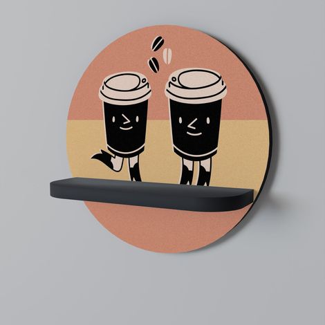 JOYFUL COFFEE Rundes Regal Schwarz (1/5)