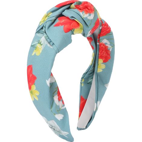 Bandeau noué tendance, serre-tête tricoté large à nœud croisé pour femmes et filles, accessoire cheveux bleu clair, élastique doux (1/5)