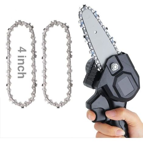 Chainsaw Chain, 4 Inch Cordless Electric Chainsaw Chain, 2 Pieces Mini Chainsaw Chains, 28 Drive Links, for Woodworking and Gardening (1/5)