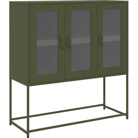 Maison Exclusive - Credenza Verde Oliva 100,5x39x107 cm Acciaio Laminato a Freddo