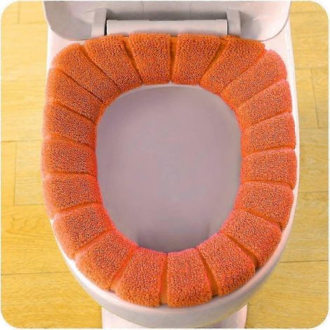 Housse de siège de toilette orange, housse de siège de toilette confortable pour l'hiver, coussins lavables à motif citrouille standard, housse de salle de bain, tapis de siège de toilette (1/4)