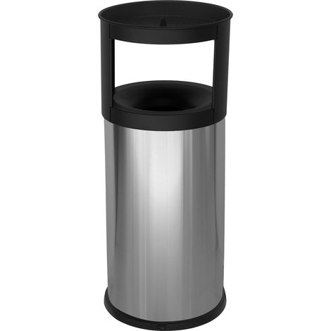Pattumiera Gettacarte Ø25xh80 cm Autoestinguente Posacenere in Acciaio Inox Argento (1/2)