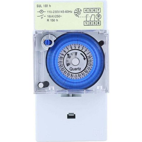 SUL181h Minuterie mécanique, minuterie à quartz 24 heures,horloge modulaire,interrupteur relais, 110230VAC 16A (1/4)