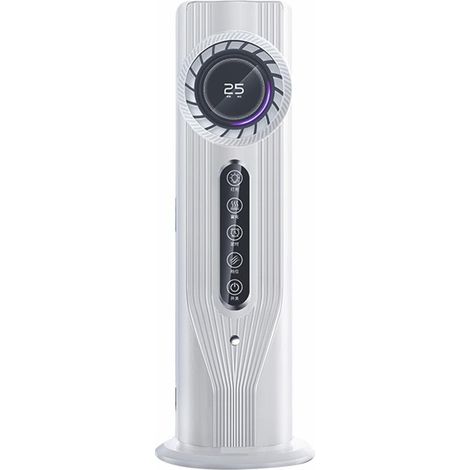 Leiser Turm-Raumventilator mit Nebelbefeuchtung, USB, tragbar, Weiß