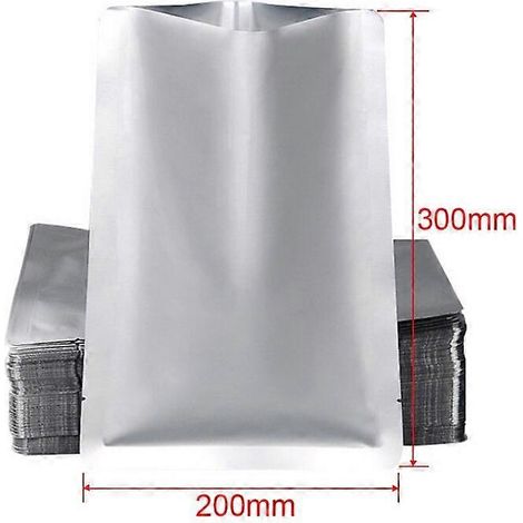 100 sachets de conservation sous vide argentés en aluminium et mylar, ustensiles de cuisine pratiques pour conserver les aliments, notamment les noix. (1/5)