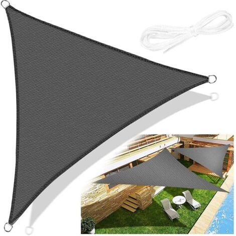 Voile d'ombrage Triangle 3x3x3m Beige Voile de Soleil Imperméable Une Protection des Rayons UV à 95% pour Extérieur Terrasse Jardin Camping Fête Piscine avec Cordes (1/4)