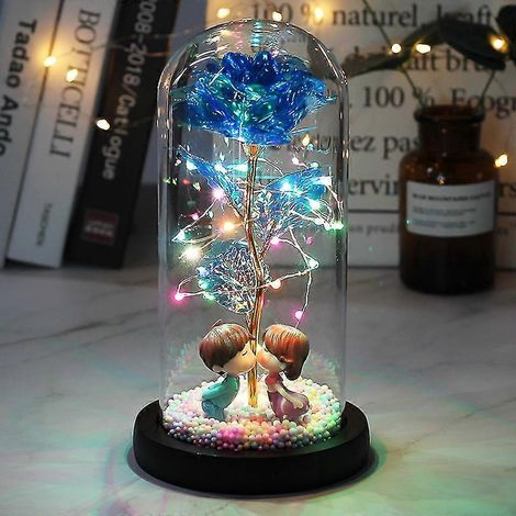 Rosa Eterna Galaxia Encantada LED con Lámina de Oro de 24k y Guirnalda de Luces en Domo, Ideal para Regalo de Navidad y San Valentín (1/5)