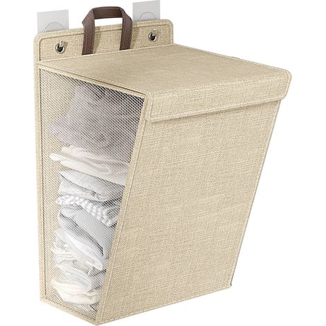 Panier à linge mural pliable pour vêtements sales, gain de place, pliable pour chaussures, chaussettes, serviettes, Beige, taille M