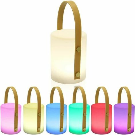 Lampe de Table Extérieure Gradable RGB Lampe de Table Sans Fil 8 couleurs Portable Lampe de Table pour Exterieure Jardin salon Terrasse Lanterne Intérieure A [Classe énergétique A++] (A)[Classe énergé (1/5)