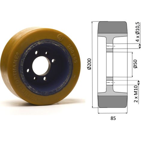 Roue motrice 200 x 85 - 5 trous FORTHANE® ( Jungheinrich 63154080)