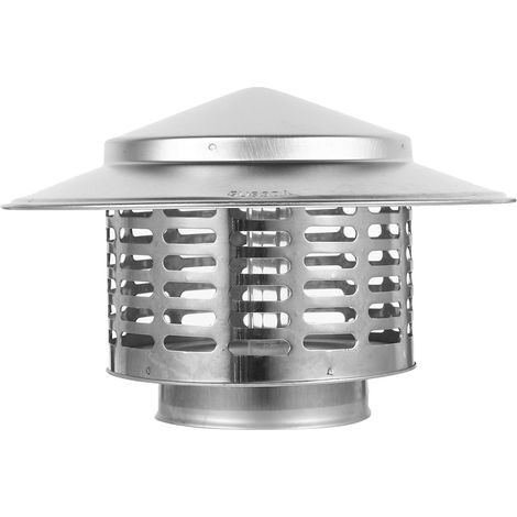 Chapeau de Cheminée Extérieur en Acier Inoxydable Argenté, Couvre-conduit Pare-pluie Résistant à L'usure, Protection Solide pour Cheminée en Extérieur (1/5)