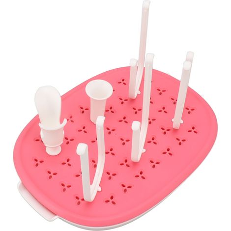 Égouttoir à biberons amovible avec plusieurs supports, base épaisse, rose sakura (1/5)