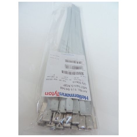 Collier de serrage métallique 362X7.9mm avec verrouillage à bille inox (sachet de 50) Ø 102mm MBT14HS HELLERMANN TYTON 111-94148