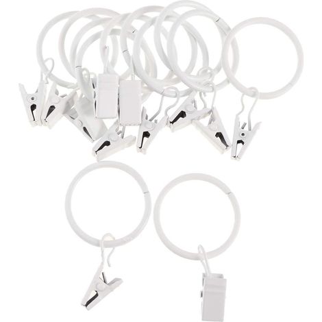 Crochets Pinces à Rideaux - Céramique Blanche - 25 mm - Pour Rideaux Intérieurs - Lot de 12 (1/5)