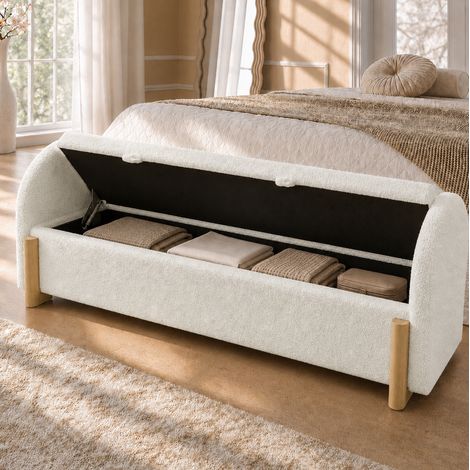 Banco arcón 166 cm blanco con almacenamiento hidráulico Soft-Close DESVIAE (1/5)