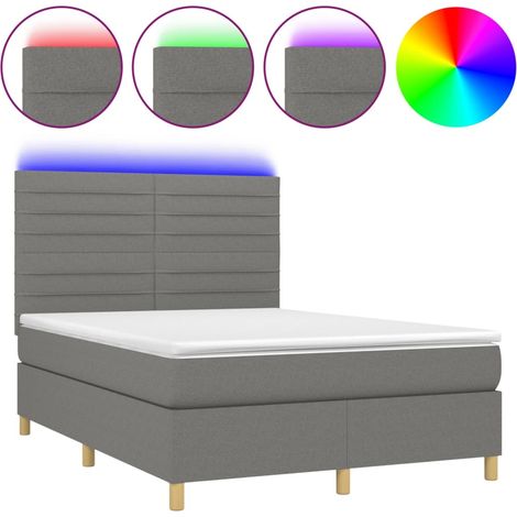 Maison Exclusive - Sommier à lattes de lit et matelas et LED Gris foncé 140x190 cm (1/5)