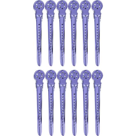 12 pinces à cheveux violettes pour coiffure, lot professionnel de 12 pièces, clips de section pour salon de coiffure (1/5)