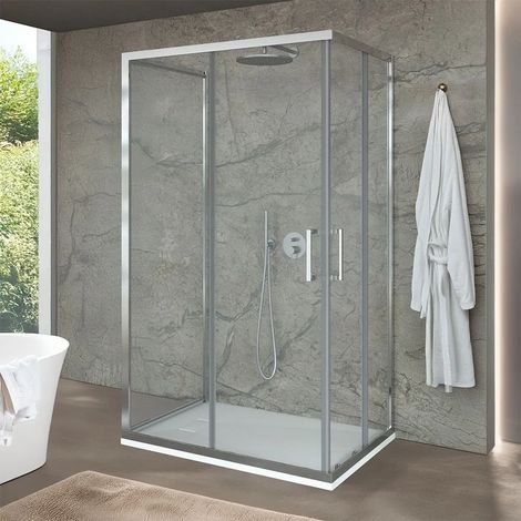 Box doccia 80x100x80 cm con doppio scorrevole trasparente H 200 cm Ted (1/5)