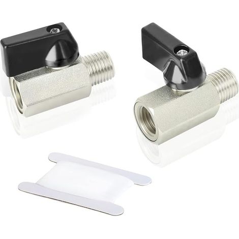 2 Pcs 1/4" femelle x 1/4" homme robuste vanne à bille en cuivre nickelé coupure interrupteur (1/5)