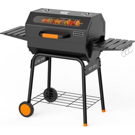 23 Pouces Barbecue Charbon de Bois avec Couvercle de Four à Fenêtre Grand Barbecue d'Extérieur avec Grille Chromée Renforcée, Fumoir de Camping Pentagonal pour Jardin, Abri, Terrasse- 469 Sq In (1/5)