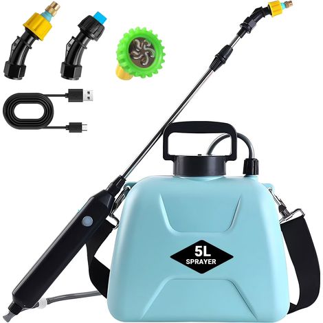Pulverizador eléctrico portátil, pulverizador a batería, botella pulverizadora para jardín para limpieza, desinfección y riego (5 L) (1/5)