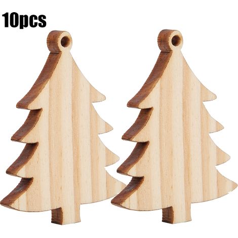 10 Plaques en Bois à Suspendre DIY Artisanat Déco Sapin de Noël Nouvel An avec Corde Fournie Lot de 10 (Modèle 17) (1/5)