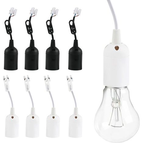 E27 Lampenfassungen, 8 Stück, Kunststoff-Lampensockel mit Kabel, für Büroküchen, Pflanzenbeleuchtung und Aquarienbeleuchtung