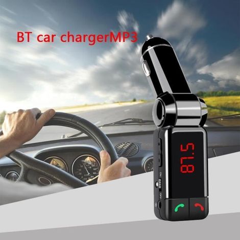 Mini émetteur FM portable, kit mains libres Bluetooth MP3/voiture avec écran LCD et chargeur USB pour smartphone et tablette. Compatible smartphone et tablette. (1/4)