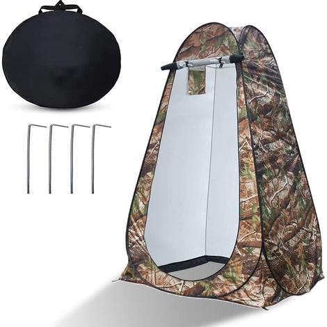 Das tragbare Pop-up-Sichtschutzzelt eignet sich für Außenduschen, Umkleidekabinen, Sonnenschutz und Campingtoiletten (Tarnfarbe).