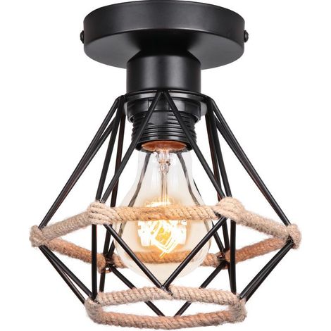 Luce Di Cupola Interni Moderni E27 Plafoniera Della Luce Di Soffitto Retro Lampada Da Soffitto Vintage, Per Il Corridoio Camera Da Letto Dell'Ufficio, Nero (1/5)